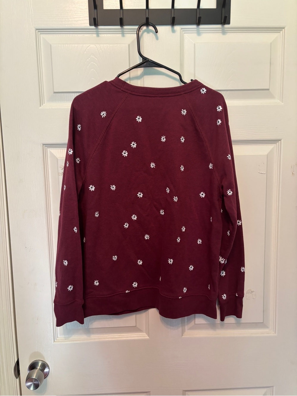 Old Navy Maroon Crewneck Sweatshirt with White Daisy Embroidery - Picture 2 of 2